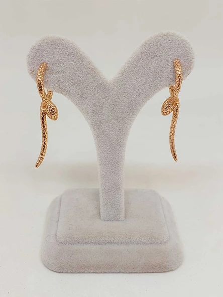 Yılan Temalı Altın Renkli Çelik Küpe (54532) - Resim 2