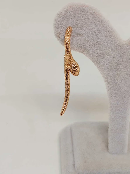 Yılan Temalı Altın Renkli Çelik Küpe (54532) - Resim 4