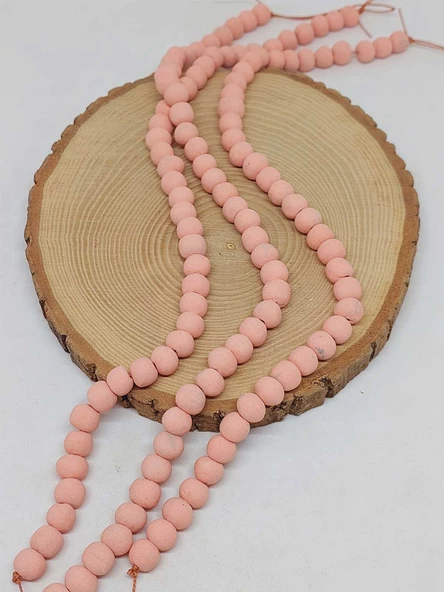 Pembe Pigmentli Seramik Boncuk Dizi 8-9mm/29cm (54256) ürün görseli