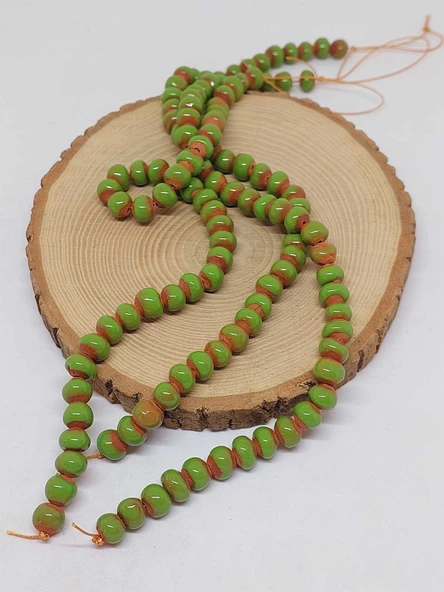 Yeşil Renk Sırlı Seramik Boncuk Dizi 8-9mm/29cm (54272) ürün görseli 1