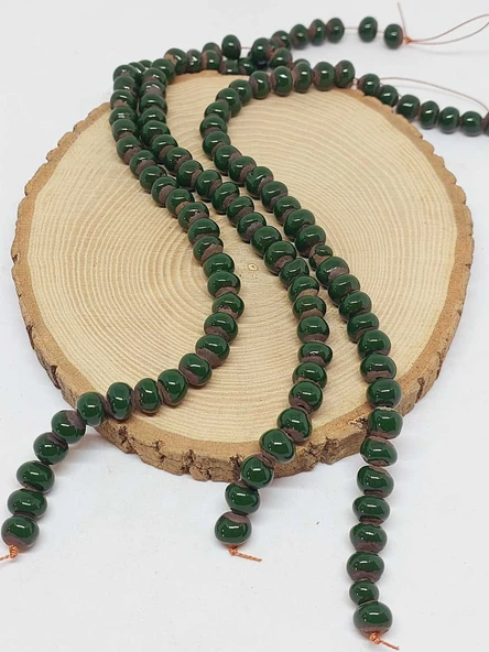 Yeşil Renk Sırlı Seramik Boncuk Dizi 8-9mm/28cm (54268) ürün görseli 1