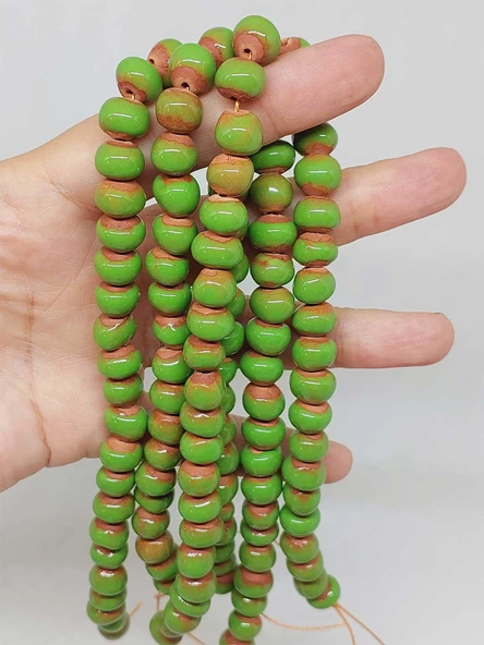 Yeşil Renk Sırlı Seramik Boncuk Dizi 8-9mm/29cm (54272) - Resim 2