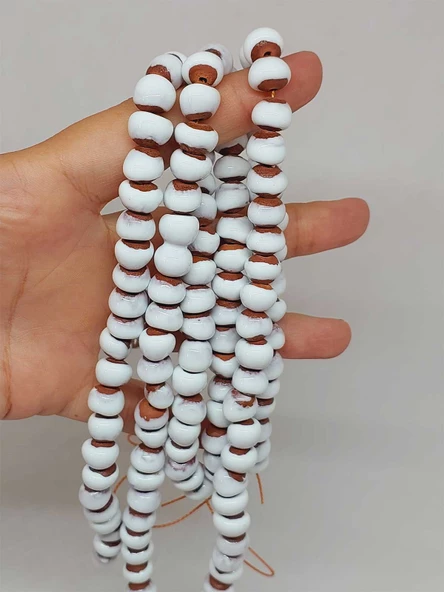 Beyaz Renk Sırlı Seramik Boncuk Dizi 8-9mm/29cm (54280) - Resim 2