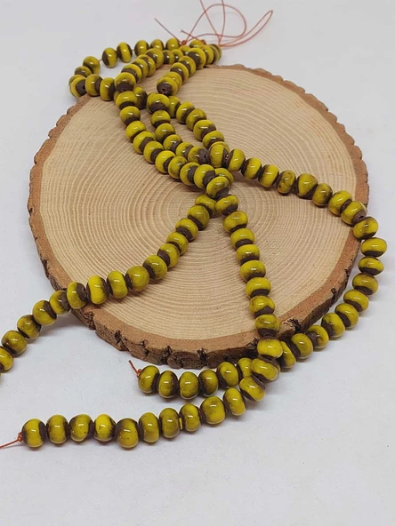 Sarı Renk Sırlı Seramik Boncuk Dizi 8-9mm/29cm (54282) ürün görseli 1