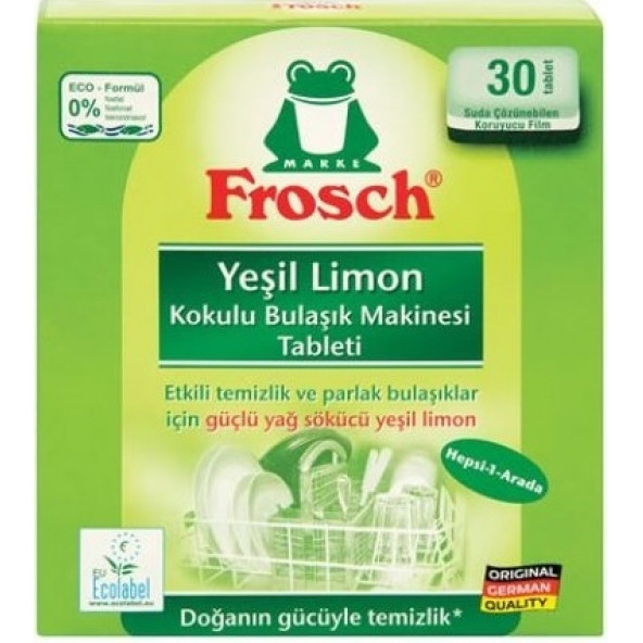 FROSCH YEŞİL LİMONLU BULAŞIK MAKİNESİ TABLETİ 30 ADET - 1
