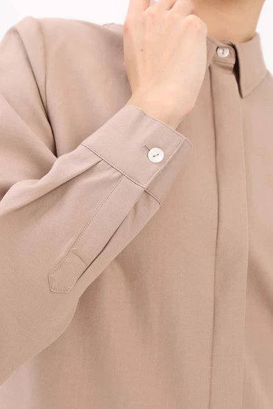 Vizon-Pamuklu Gizli Patlı Gömlek - Resim 4