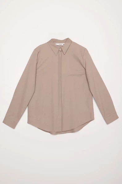 Vizon-Pamuklu Gizli Patlı Gömlek - Resim 5