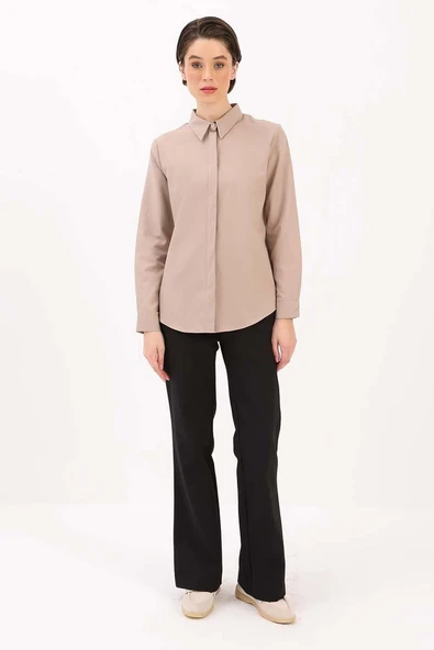 Vizon-Pamuklu Gizli Patlı Gömlek ürün görseli