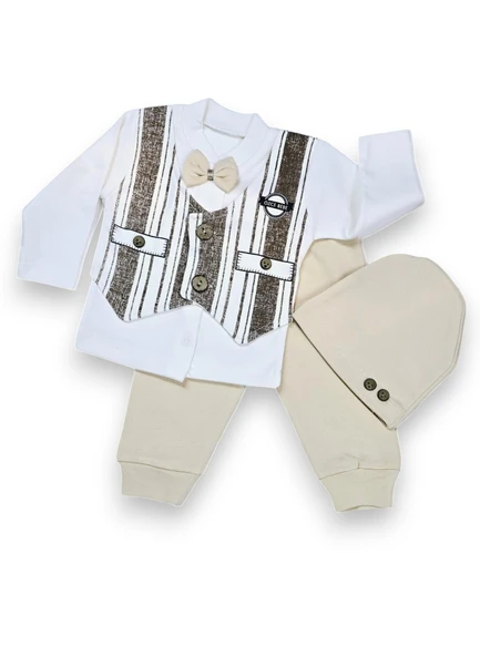 Papyonlu Erkek Bebek Takım 3lü Set - 8