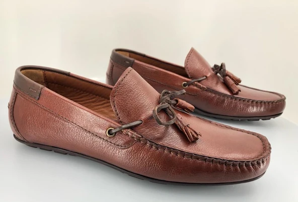 Aronay 084 %100 Hakiki Deri Püsküllü Erkek Loafer Babet - Resim 3