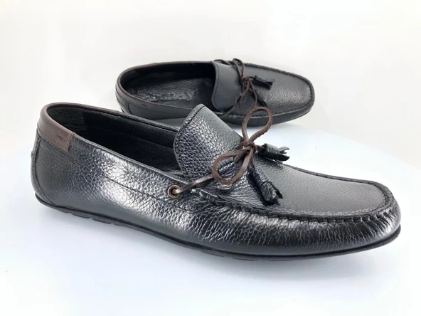 Aronay 084 %100 Hakiki Deri Püsküllü Erkek Loafer Babet - Resim 2