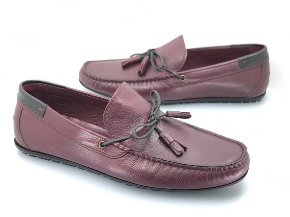 Aronay 084 %100 Hakiki Deri Püsküllü Erkek Loafer Babet - Resim 6