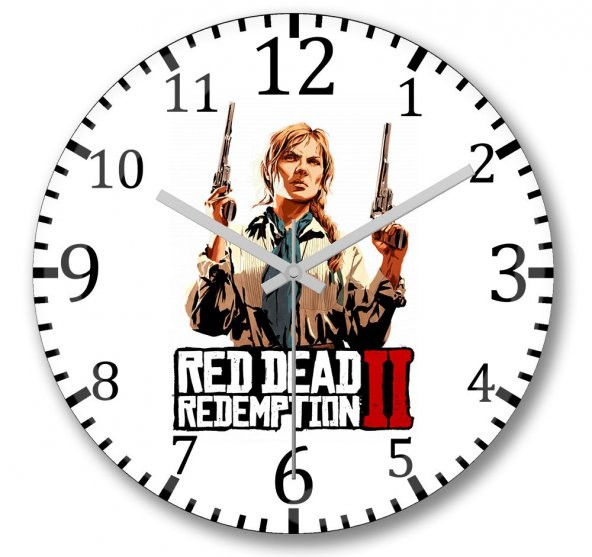 Red Dead Redemption 2 Sadie Adler Duvar Saati Bombeli Gercek Cam