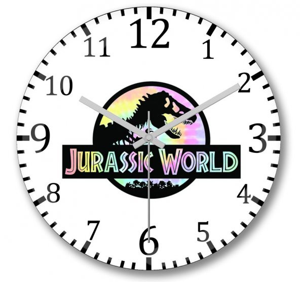 Jurassic World Duvar Saati Bombeli Gercek Cam