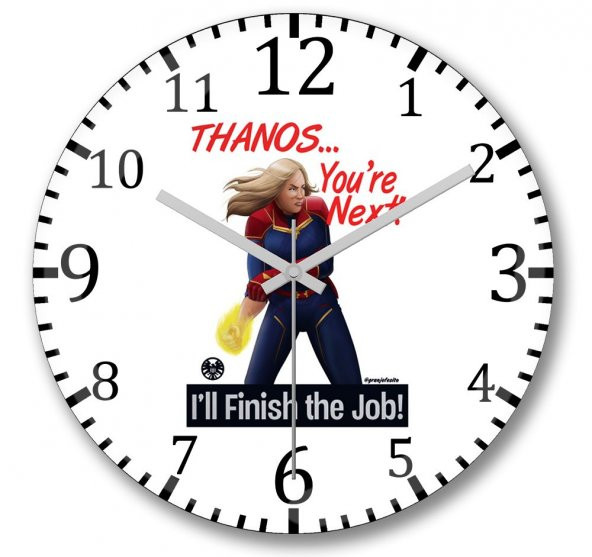 Captain Marvel Thanos Duvar Saati Bombeli Gercek Cam