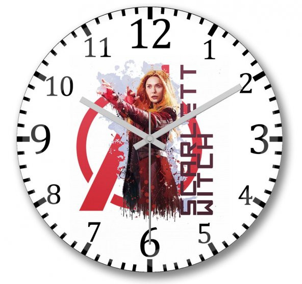 Avengers Scarlett Witch Duvar Saati Bombeli Gercek Cam - 1
