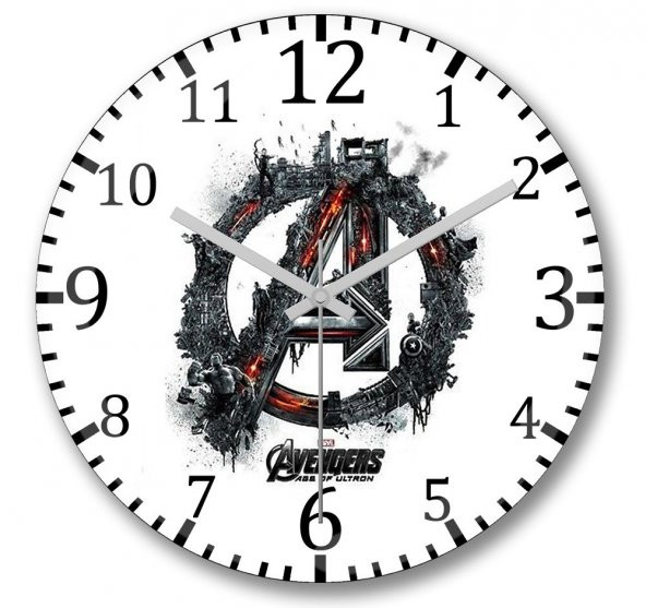 Avengers Flowers Marvel Duvar Saati Bombeli Gercek Cam
