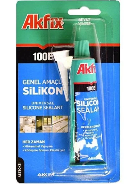 Akfix 100E Tüp Silikon Şeffaf 50ml ürün görseli