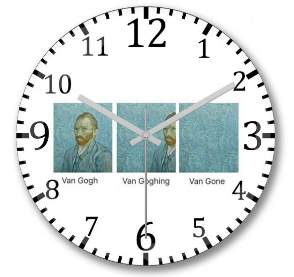 Van Gogh Van Goghing Duvar Saati Bombeli Gercek Cam