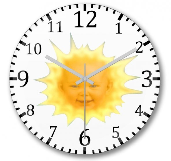 The Teletubbies Sun Duvar Saati Bombeli Gercek Cam