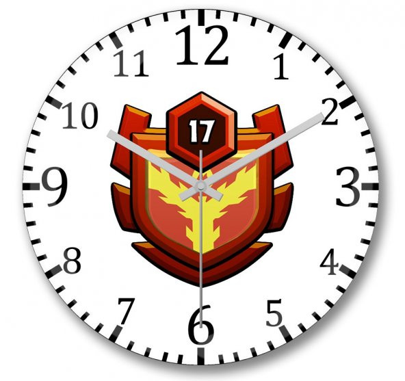 Clash Of Clans Royale Logo Duvar Saati Bombeli Gercek Cam
