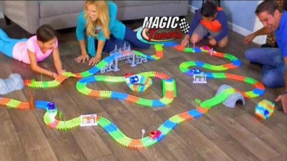 Magic Track 384 Parça, 480cm Parkur,LEDli Arabalarıyla Esnek Raylı Yarış Pisti - 2