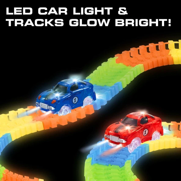 Magic Track 384 Parça, 480cm Parkur,LEDli Arabalarıyla Esnek Raylı Yarış Pisti - 4
