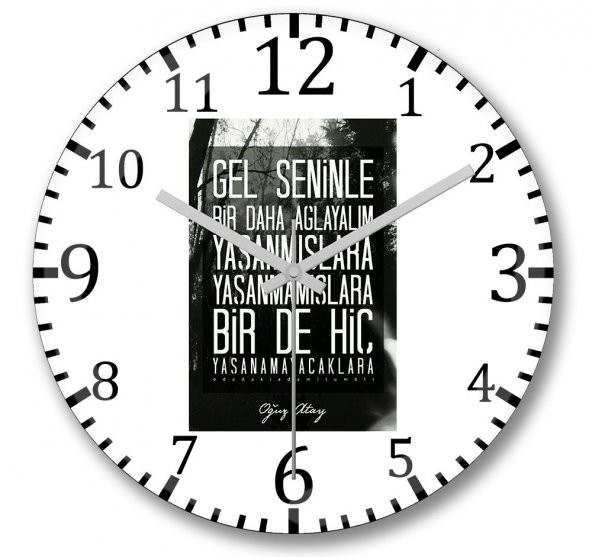 Oğuz Atay Söz Duvar Saati Bombeli Gercek Cam - 1