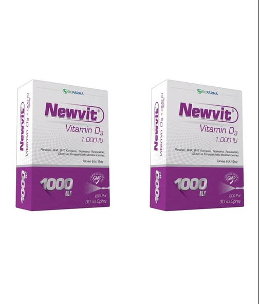 Newvit Vitamin D3 1000 IU 30 ml Sprey 2'li Set