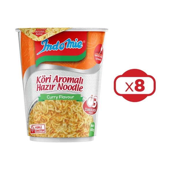 Indomie Noodle Köri 60 gr Bardak x 8 Adet