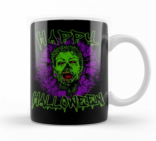 Zombie Purple Grunge Splatter Happy Halloween Kupa Bardak