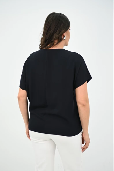 Kadın Büyük Beden Yan Bağlama Detaylı Bluz 1860-25 - 6