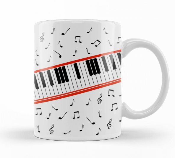 Piano Piyano Müzik Notaları Kupa Bardak Porselen