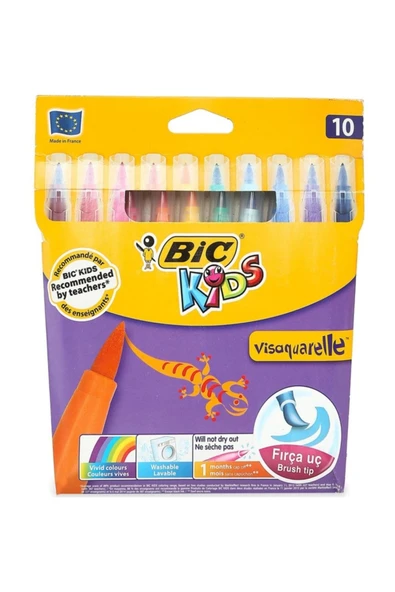 BİC Visa 10'Lu Fırça Uçlu Keçeli Boya Kalemi ürün görseli 1