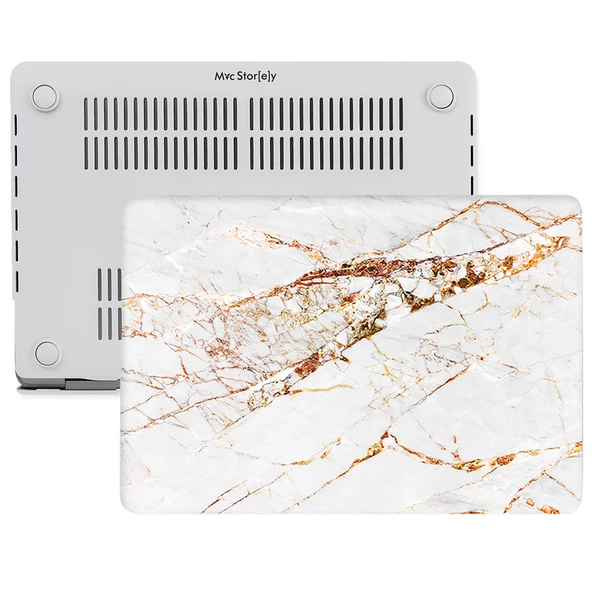 Macbook Pro Kılıf 15 inç Mermer10NL (Touchbarlı 15" Pro) A1707 A1990 ile Uyumlu