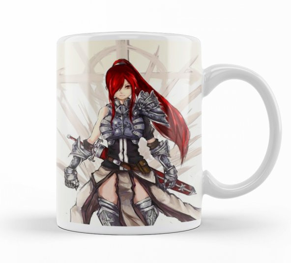 Erza Scarlet Fairy Tail Anime Battle Ready Kupa Bardak Porselen