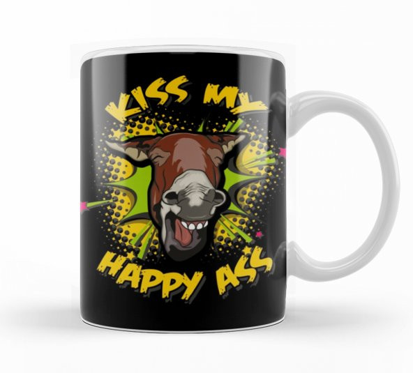 Donkey Jackass Kiss My Happy Ass Kupa Bardak Porselen
