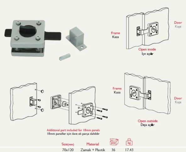 Gürçay Kabin Kapı Kilidi 25.657 - Resim 2