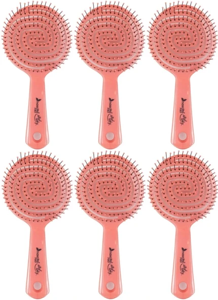 Nascita 3 (Üç) Boyutlu Profesyonel Yuvarlak Saç Fırçası Pembe (Kod Prof:2) (6 Lı Set)