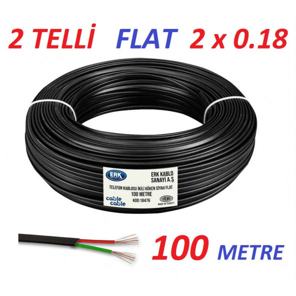 100 METRE TELEFON HAT KABLO 2 TELLİ 100 MT TELEFON ADSL MODEM KÖKEN 2 Lİ FLAT YASSI KABLO ERK S ÜA - 1