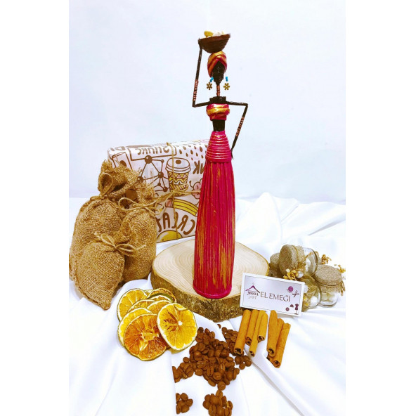 ModaYani Fuşya Doreli HandMade El Yapımı Afrikalı Kadın Biblo Geri Dönüşüm Bereket Bebekleri
