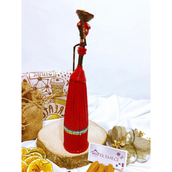 ModaYani Kırmızı Çizgili HandMade El Yapımı Afrikalı Kadın Biblo Geri Dönüşüm Bereket Bebekleri - 4