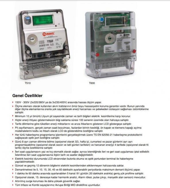 Makel Trifaze Elektronik Elektrik Sayacı Tip:T600 - 2