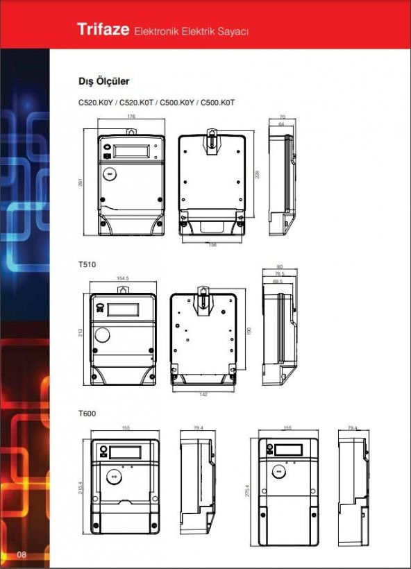 Makel Trifaze Elektronik Elektrik Sayacı Tip:T600 - 3
