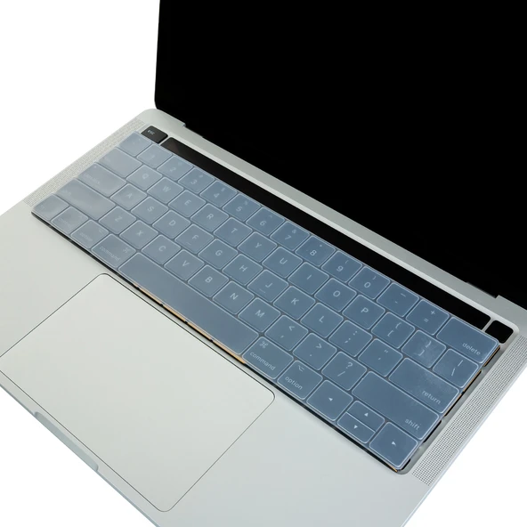 MacBook Pro Klavye Koruyucu Silikon US İngilizce İnce Yıkanabilir Touch Bar 13-15 inç Düz Enter - Resim 4