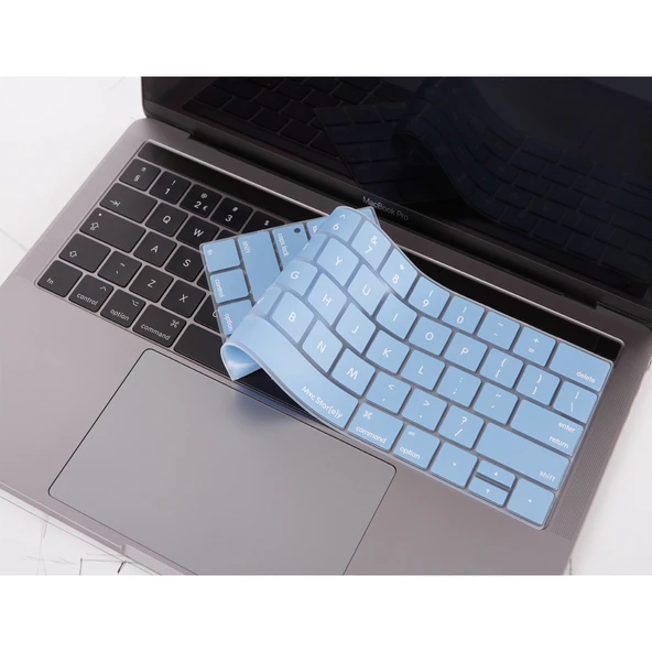 MacBook Pro Klavye Koruyucu Silikon US İngilizce İnce Yıkanabilir Touch Bar 13-15 inç Düz Enter - Resim 3