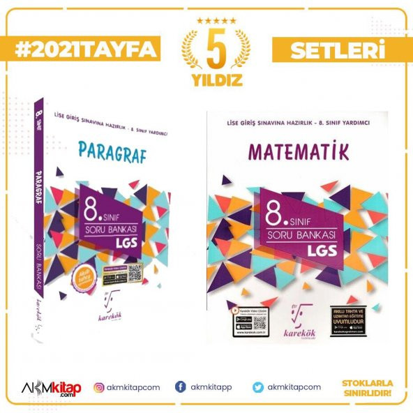 8.Sınıf Karekök Yayınları Matematik ve Paragraf Soru Bankası Seti 2 Kitap