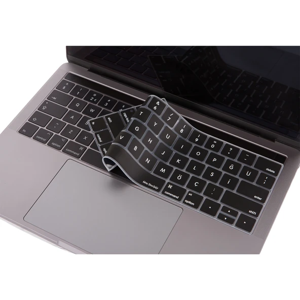 MacBook Pro Touch Bar Türkçe Q Silikon Klavye Koruyucu US Enter İnce Yıkanabilir Sessiz 13-15 İnç ürün görseli 1