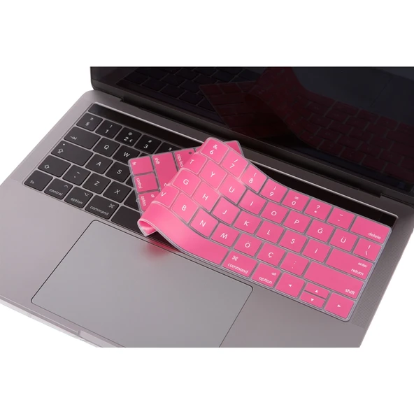 MacBook Pro Touch Bar Türkçe Q Silikon Klavye Koruyucu US Enter İnce Yıkanabilir Sessiz 13-15 İnç - Resim 2