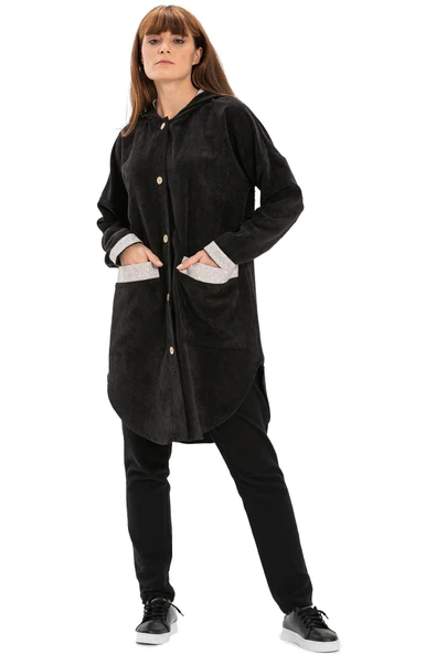 Eylül Fitilli Kadife Ceket Siyah Syh 2XL-3XL Siyah - 6
